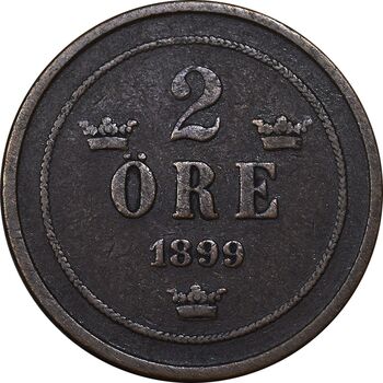 سکه 2 اوره 1899 اسکار دوم - EF45 - سوئد