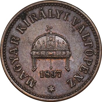 سکه 2 فیلر 1897 فرانتس یوزف یکم - EF45 - مجارستان