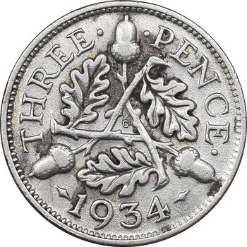 سکه 3 پنس 1934 جرج پنجم - EF45 - انگلستان