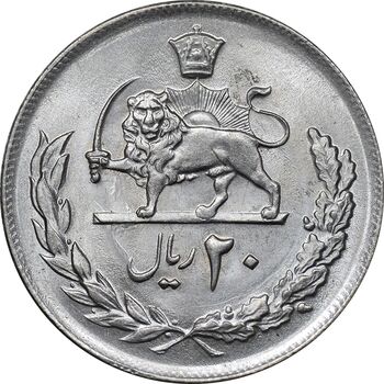 سکه 20 ریال 2537 - MS62 - محمد رضا شاه