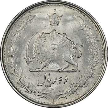 سکه 2 ریال 1323/2 - سورشارژ تاریخ نوع یک - MS62 - محمد رضا شاه