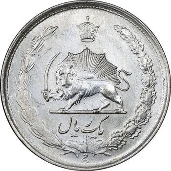 سکه 1 ریال 1323/2 نقره - سورشارژ تاریخ - نوع یک - AU - محمد رضا شاه