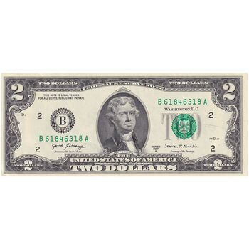 اسکناس 2 دلار 2017 جمهوری فدرال - B (نیویورک) - تک - UNC62 - آمریکا
