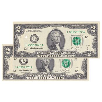 اسکناس 2 دلار 2013 جمهوری فدرال - L (سان فرانسیسکو) - جفت - UNC62 - آمریکا