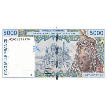 اسکناس 5000 فرانک 2002 - تک - UNC62 - جامعه اقتصادی کشورهای غرب آفریقا (ساحل عاج)