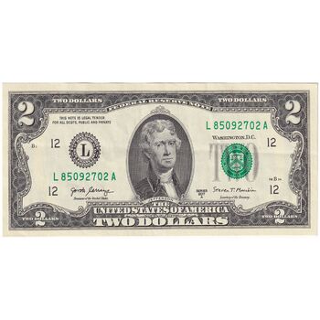اسکناس 2 دلار 2017 جمهوری فدرال - L (سان فرانسیسکو) - تک - AU - آمریکا
