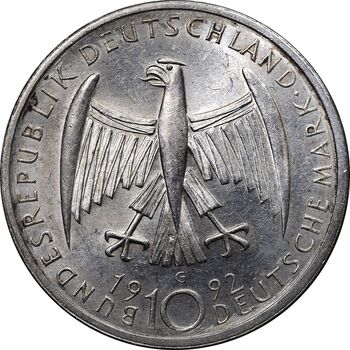 سکه 10 مارک 1992G کته کلویتس - MS61 - آلمان