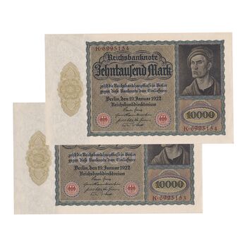 اسکناس 10000 مارک 1922 جمهوری وایمار - جفت - UNC61 - آلمان