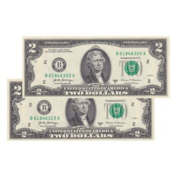 اسکناس 2 دلار 2017 جمهوری فدرال - B (نیویورک) - جفت - UNC62 - آمریکا