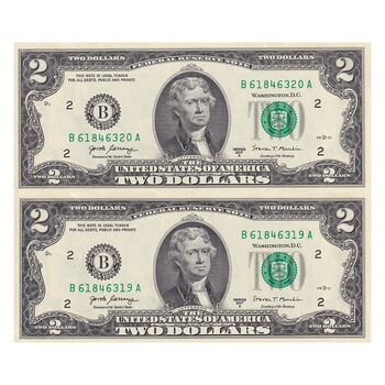 اسکناس 2 دلار 2017 جمهوری فدرال - B (نیویورک) - جفت - UNC62 - آمریکا