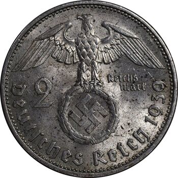 سکه 2 رایش مارک 1939J رایش سوم - MS61 - آلمان