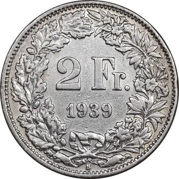 سکه 2 فرانک 1939 دولت فدرال - EF45 - سوئیس