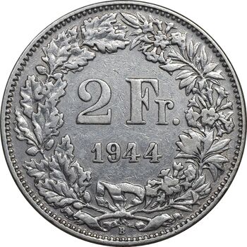 سکه 2 فرانک 1944 دولت فدرال - EF40 - سوئیس