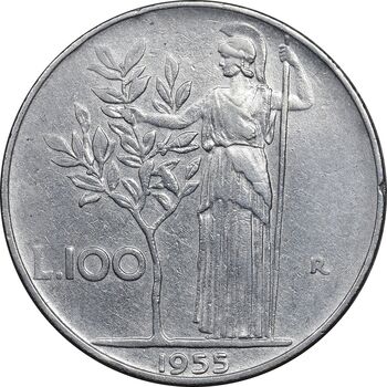 سکه 100 لیره 1955 جمهوری - EF45 - ایتالیا