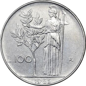 سکه 100 لیره 1965 جمهوری - EF45 - ایتالیا