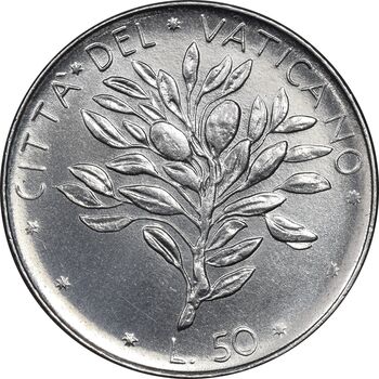 سکه 50 لیره 1973 پاپ پل ششم - MS62 - واتیکان
