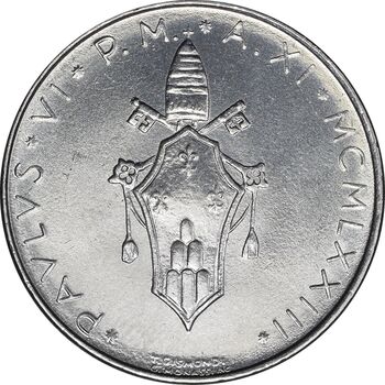 سکه 50 لیره 1973 پاپ پل ششم - MS62 - واتیکان