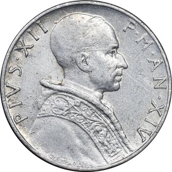 سکه 5 لیره 1952 پیوس دوازدهم - AU50 - واتیکان