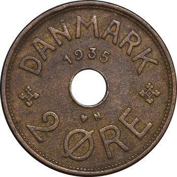 سکه 2 اوره 1935 کریستیان دهم - EF45 - دانمارک