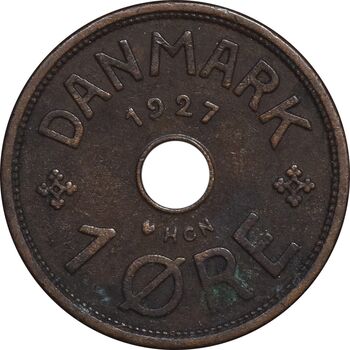 سکه 1 اوره 1927 کریستیان دهم - EF45 - دانمارک