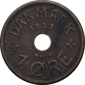 سکه 1 اوره 1927 کریستیان دهم - EF40 - دانمارک