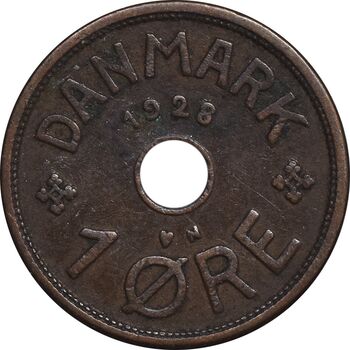 سکه 1 اوره 1928 کریستیان دهم - EF45 - دانمارک