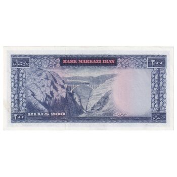 اسکناس 200 ریال (آموزگار - سمیعی) نوشته قرمز - تک - UNC62 - محمد رضا شاه