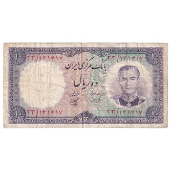 اسکناس 10 ریال 1340 - تک - VF35 - محمد رضا شاه