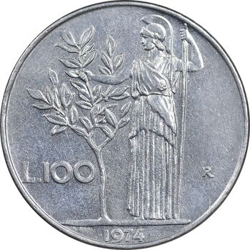 سکه 100 لیره 1974 جمهوری - EF45 - ایتالیا