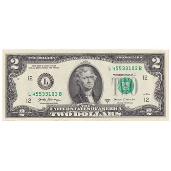 اسکناس 2 دلار 2017 جمهوری فدرال - L (سان فرانسیسکو) - تک - UNC63 - آمریکا