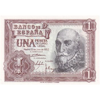 اسکناس 1 پزتا 1953 فرانسیسکو فرانکو - تک - UNC63 - اسپانیا