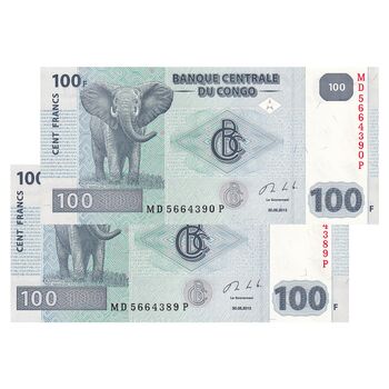 اسکناس 100 فرانک 2013 جمهوری دموکراتیک - جفت - UNC63 - کنگو