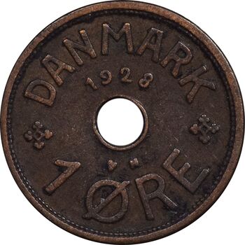 سکه 1 اوره 1928 کریستیان دهم - EF45 - دانمارک