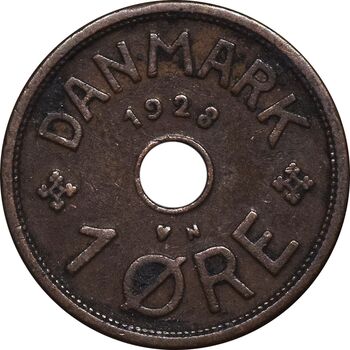 سکه 1 اوره 1928 کریستیان دهم - EF40 - دانمارک