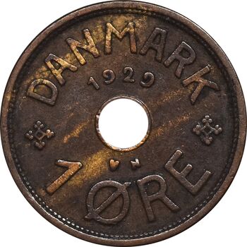 سکه 1 اوره 1929 کریستیان دهم - EF45 - دانمارک