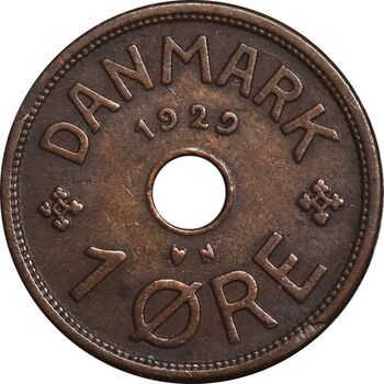 سکه 1 اوره 1929 کریستیان دهم - EF40 - دانمارک