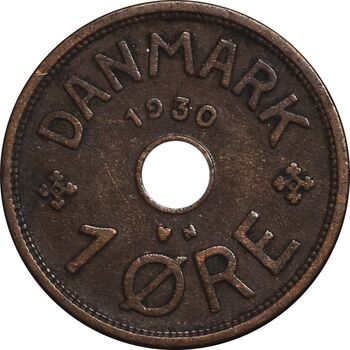 سکه 1 اوره 1930 کریستیان دهم - EF40 - دانمارک