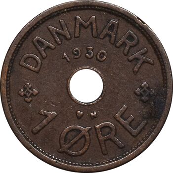 سکه 1 اوره 1930 کریستیان دهم - EF45 - دانمارک