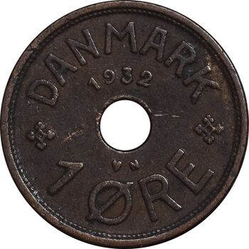 سکه 1 اوره 1932 کریستیان دهم - EF45 - دانمارک