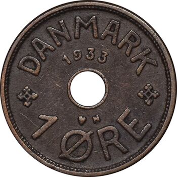سکه 1 اوره 1933 کریستیان دهم - EF45 - دانمارک