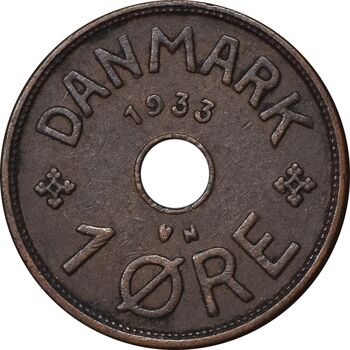 سکه 1 اوره 1933 کریستیان دهم - EF45 - دانمارک