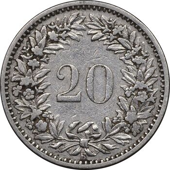 سکه 20 راپن 1884 دولت فدرال - VF35 - سوئیس