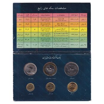 پک سکه های رایج بانک مرکزی (سکه 1 ریال 1371 دماوند) - UNC - جمهوری اسلامی