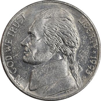 سکه 5 سنت 1995P جفرسون - AU55 - آمریکا