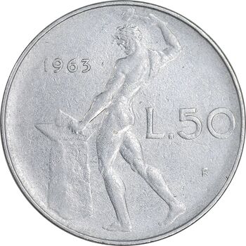 سکه 50 لیره 1963 جمهوری - EF45 - ایتالیا