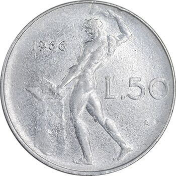 سکه 50 لیره 1966 جمهوری - EF45 - ایتالیا