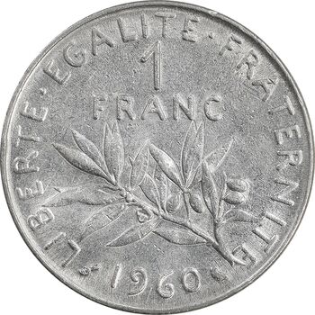 سکه 1 فرانک 1960 جمهوری کنونی - AU55 - فرانسه
