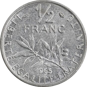 سکه 1/2 فرانک 1965 جمهوری کنونی - AU50 - فرانسه