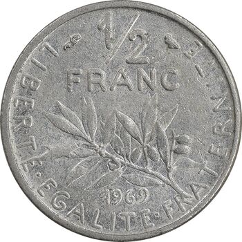 سکه 1/2 فرانک 1969 جمهوری کنونی - EF45 - فرانسه