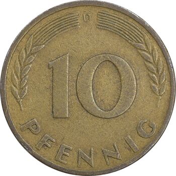 سکه 10 فینیگ 1950D جمهوری فدرال - EF45 - آلمان